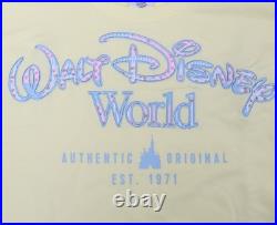 Walt Disney World Butter Yellow Patchwork Logo Oversized Sweatshirt Size M