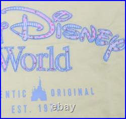 Walt Disney World Butter Yellow Patchwork Logo Oversized Sweatshirt Size M