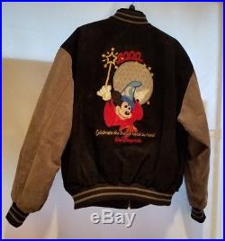 Walt Disney World Cast Member Millennium Jacket 2000 Lg Suede Black Gray Rare