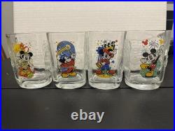 Walt Disney World Celebration Glasses McDonalds 2000 Mickey Mouse Set of 4