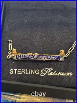 Walt Disney World Crislu Entrance Sign Marquee Bracelet Sterling Platinum New