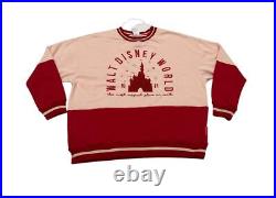 Walt Disney World Embroidered Castle Pullover Sweatshirt-Red/Pink Large