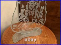 Walt Disney World Etched Clear Frosted Glass Castle Decoration Magic Kingdom