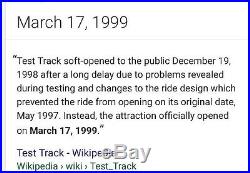 Walt Disney World FL Test Track Diecast Car Original 1997 EXTREMELY RARE
