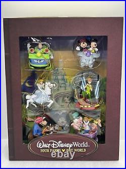Walt Disney World FOUR PARKS ONE WORLD Storybook Ornaments Set Of 6 RARE