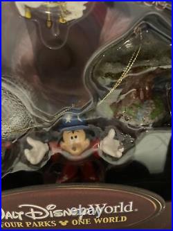 Walt Disney World FOUR PARKS ONE WORLD Storybook Ornaments Set Of 8 RARE