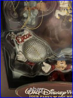 Walt Disney World FOUR PARKS ONE WORLD Storybook Ornaments Set Of 8 RARE