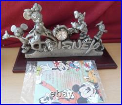 Walt Disney World Family Pewter Table Desk Clock Limited Edition v. Rare