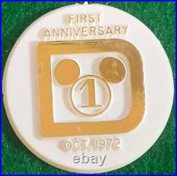 Walt Disney World First Anniversary PIN Oct. 1972 Cast Member 1st Staff BUTTON