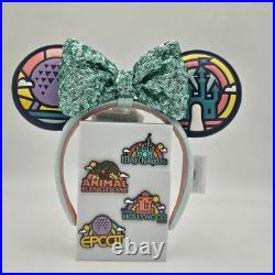 Walt Disney World Four-Park Icons with Pins Set Minnie Ears Headband New 2026