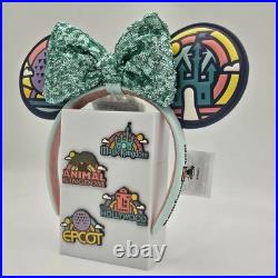 Walt Disney World Four-Park Icons with Pins Set Minnie Ears Headband New 2026