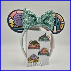 Walt Disney World Four-Park Icons with Pins Set Minnie Ears Headband New 2026