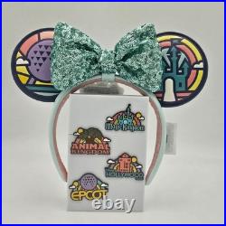 Walt Disney World Four-Park Icons with Pins Set Minnie Ears Headband New 2026