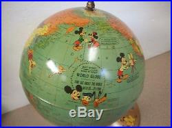 Walt Disney World Globe Rand McNally Rare Donald Mickey Pluto