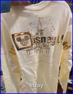 Walt Disney World Gold Castle Glitter Adult Large Spirit Jersey NWT New Walt Disney World Gold Castle Glitter Adult Large Spirit Jersey NWT New