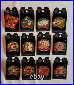 Walt Disney World Holiday 2000 12 Days of Christmas Complete Limited Pin Set