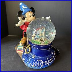 Walt Disney World Large Snow Globe Mickey Fantasia The Sorcerers Apprentice