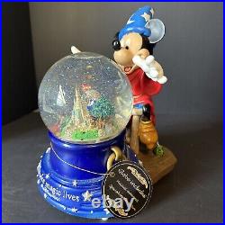 Walt Disney World Large Snow Globe Mickey Fantasia The Sorcerers Apprentice
