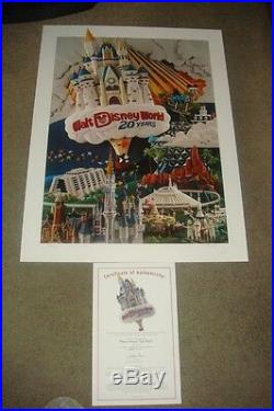 Walt Disney World Lithograph 20 Year Anniversary Cast Member LE Signed Dee DeLoy
