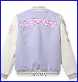 Walt Disney World Logo Varsity Jacket Women Lavender Stoney Clover Medium New