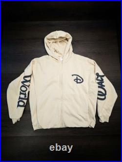 Walt Disney World Logo Zip-Up Hoodie Authentic Original Adult L Tan Likenew