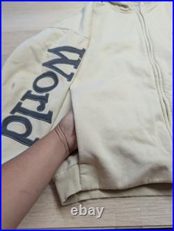 Walt Disney World Logo Zip-Up Hoodie Authentic Original Adult L Tan Likenew