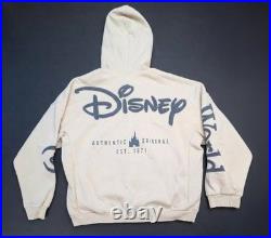 Walt Disney World Logo Zip-Up Hoodie Authentic Original Adult L Tan Likenew