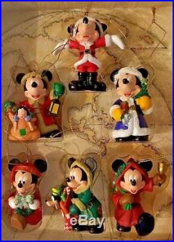 Walt Disney World MICKEY HOLIDAY ATLAS STORYBOOK ORNAMENT SET 1999 LE SIGNED