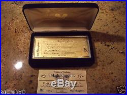 Walt Disney World Magic Kingdom 24 Kt GOLD E Ticket LE #1000 RARE with package