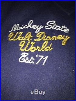 Walt Disney World Mens XXL 2XL Mickey Mouse Letterman Jacket State 28 Navy Gold