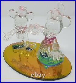 Walt Disney World Mickey Minnie Iridescent blown Glass Very Rare Wedding