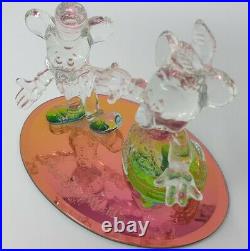 Walt Disney World Mickey Minnie Iridescent blown Glass Very Rare Wedding