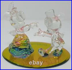 Walt Disney World Mickey Minnie Iridescent blown Glass Very Rare Wedding
