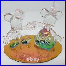 Walt Disney World Mickey Minnie Iridescent blown Glass Very Rare Wedding