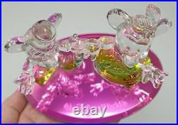 Walt Disney World Mickey Minnie Iridescent blown Glass Very Rare Wedding