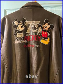 Walt Disney World Mickey Mouse 75 Years With Mickey Leather Jacket Black/Gray