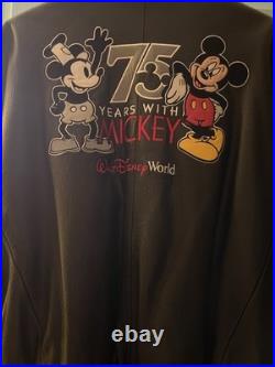 Walt Disney World Mickey Mouse 75 Years With Mickey Leather Jacket Black/Gray