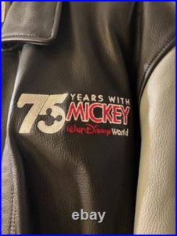 Walt Disney World Mickey Mouse 75 Years With Mickey Leather Jacket Black/Gray