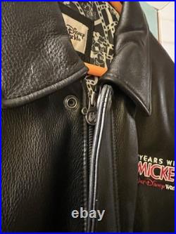 Walt Disney World Mickey Mouse 75 Years With Mickey Leather Jacket Black/Gray