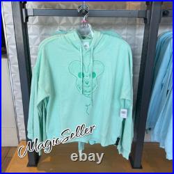 Walt Disney World Mickey Mouse Balloon Chenille Patch Teal Green Hoodie Size XL