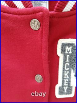 Walt Disney World Mickey Mouse Baseball Jacket Red White Sport Small Parks