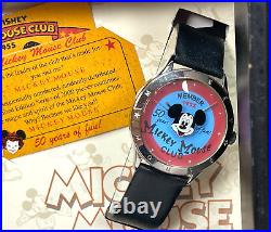 Walt Disney World Mickey Mouse Club 1955 Member Watch 50 Years of Fun + Pin Box