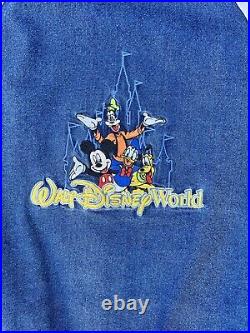 Walt Disney World Mickey Mouse Denim Coat Bomber Jacket Quilted Lined Snap M