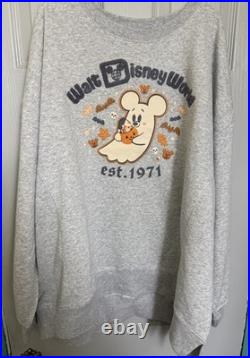 Walt Disney World Mickey Mouse Ghost Est 1971 Sweatshirt Adult Size XL New