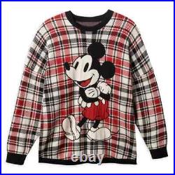 Walt Disney World Mickey Mouse Holiday Plaid Spirit Jersey Sweater Adult Large