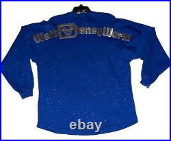 Walt Disney World Mickey Sorcerer MD Make-a-Wish Blue Glitter Spirit Jersey