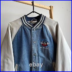 Walt Disney World Mickey Vintage 90's Denim Varsity Bomber Size S Walt Disney World Mickey Vintage 90's Denim Varsity Bomber Size S