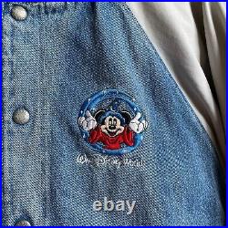 Walt Disney World Mickey Vintage 90's Denim Varsity Bomber Size S Walt Disney World Mickey Vintage 90's Denim Varsity Bomber Size S