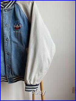 Walt Disney World Mickey Vintage 90's Denim Varsity Bomber Size S Walt Disney World Mickey Vintage 90's Denim Varsity Bomber Size S