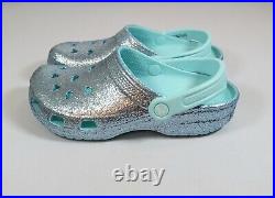 Walt Disney World Parks Arrendelle Aqua Glitter Mickey Crocs Shoes m8 / w10 rare